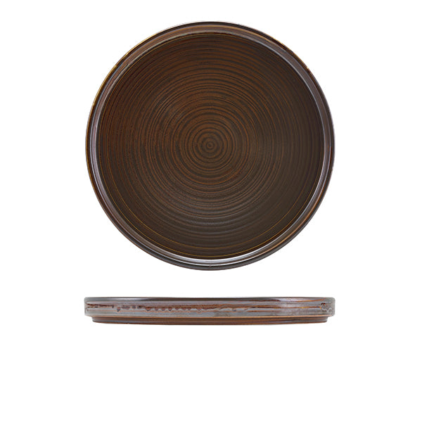 Terra Porcelain Rustic Copper Low Presentation Plate 25cm