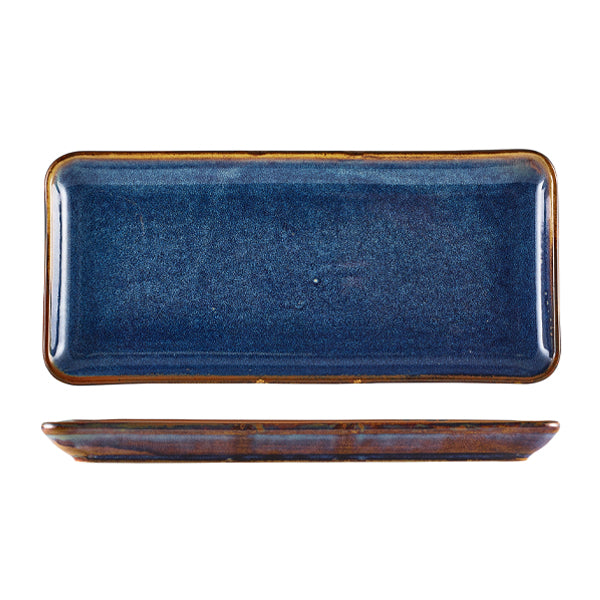 Terra Porcelain Aqua Blue Narrow Rectangular Platter 36 x 16.5cm