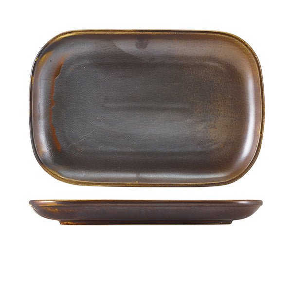 Terra Porcelain Rustic Copper Rectangular Plate 29 x 19.5cm