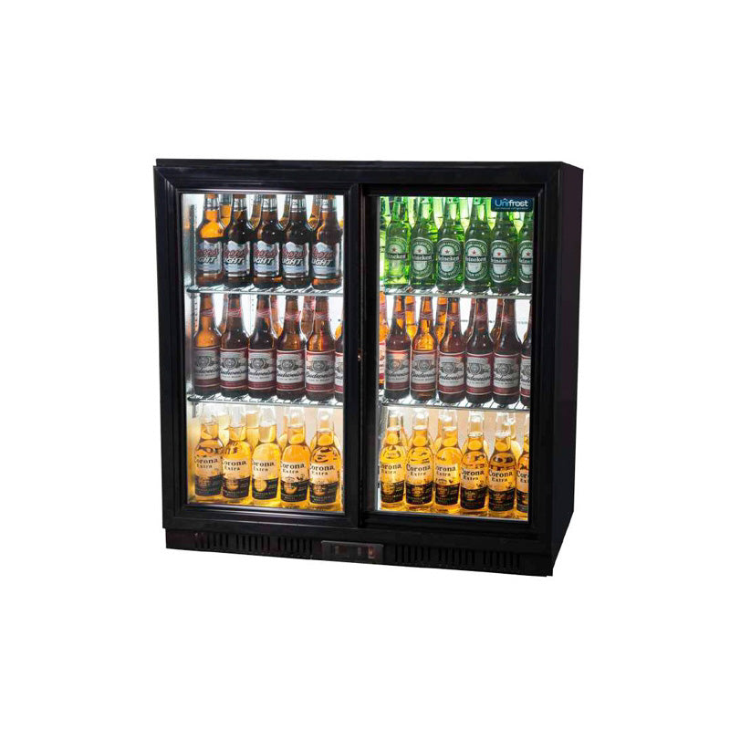 UNIFROST BC20SBE 2 DR SLIDING BOTTLE COOLER BLACK