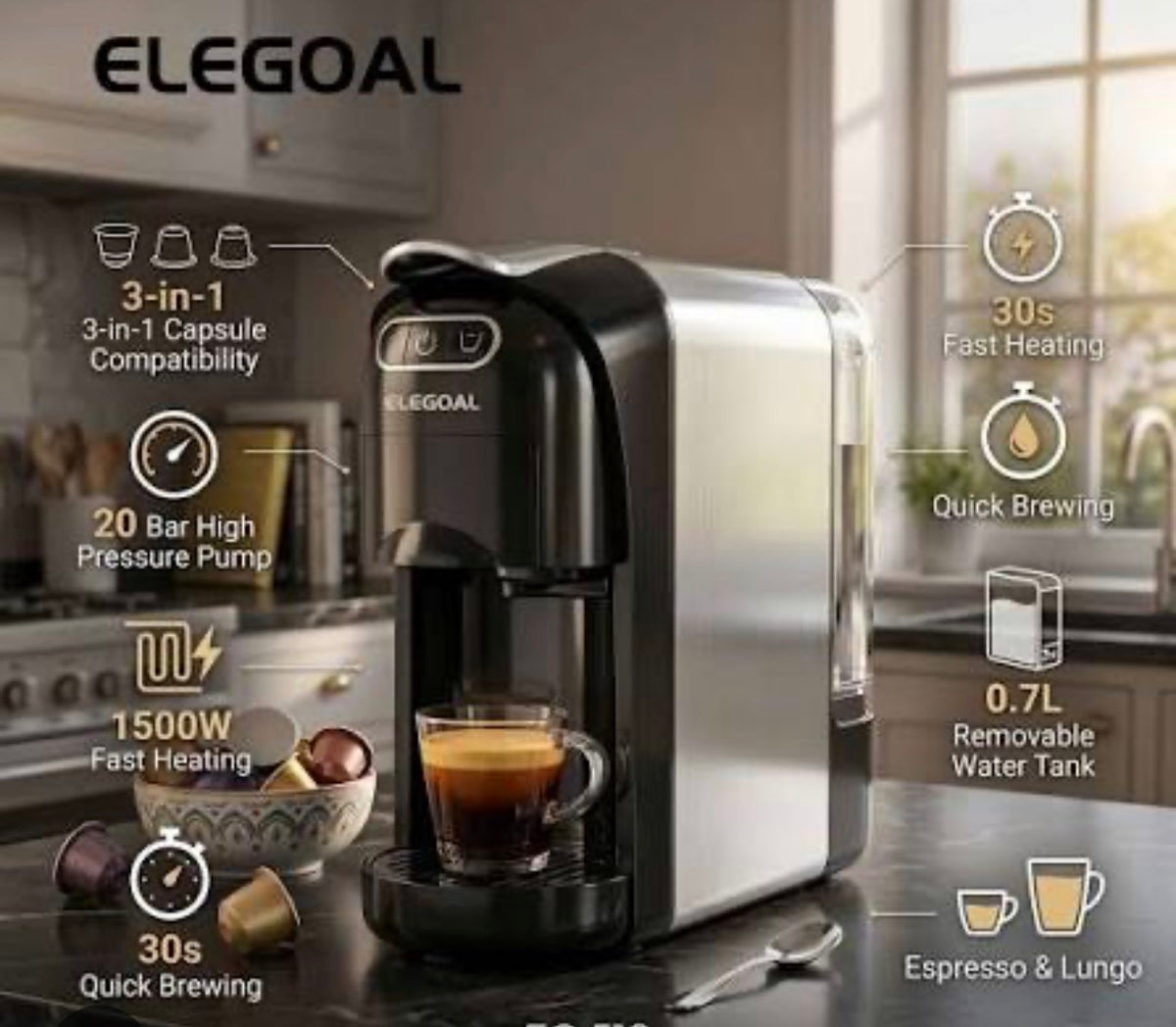 Multi Pod and Brew Coffee Maker, Manual Fill, Guest Room