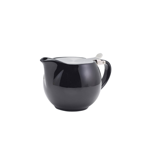 GenWare Porcelain Black Teapot with St/ St Lid & Infuser 50cl/ 17.6oz