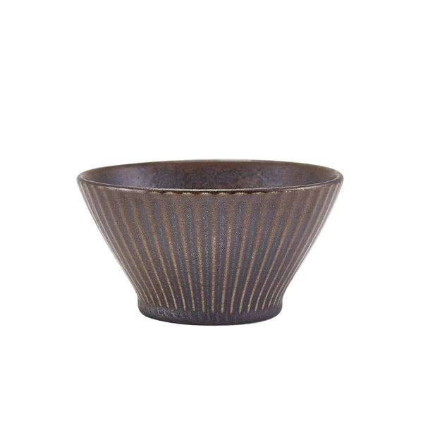 Terra Porcelain Black Fluted Conical Bowl 11.5cm