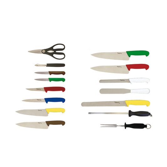15 Piece Colour Coded Knife Set + Knife Case