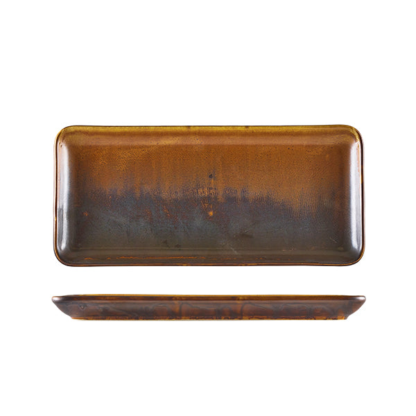 Terra Porcelain Rustic Copper Narrow Rectangular Platter 31 x 14cm