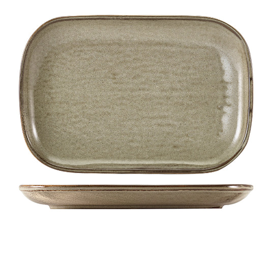 Terra Porcelain Grey Rectangular Plate 34.5 x 23.5cm