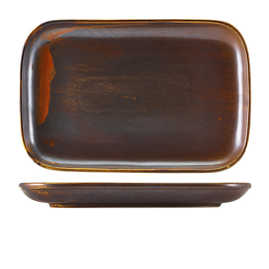 Terra Porcelain Rustic Copper Rectangular Plate 34.5 x 23.5cm
