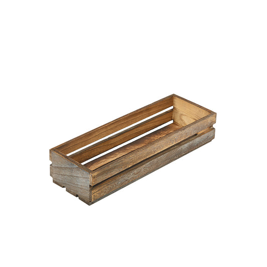 Genware Dark Rustic Wooden Crate 34 x 12 x 7cm